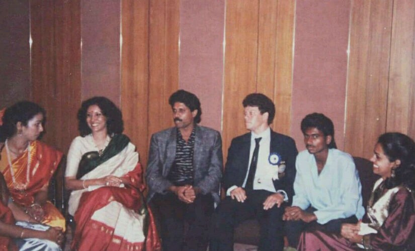 Maxwell Trevor with Kapil Dev at an awards function in Hyderabad. Image courtesy: Maxwell Trevor