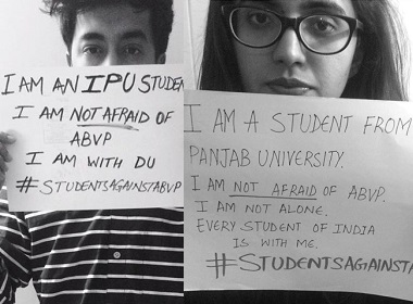 Ramjas clash: Display photos of 'students against abvp' go viral as freedom of speech debate marches on Ramjas clash: Display photos of 'students against abvp' go viral as freedom of speech debate marches on