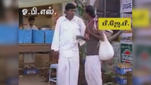 Meme on the Sasikala vs Panneerselvam battle that unfolded in Tamil Nadu