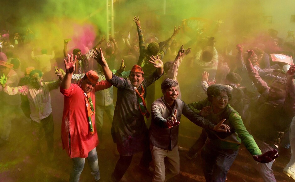 Riding on the Modi wave, the BJP trounced rivals SP-Congress and BSP in the Uttar Pradesh Assembly polls, getting two-thirds majority in the 403-seat Assembly. PTI Riding on the Modi wave, the BJP trounced rivals SP-Congress and BSP in the Uttar Pradesh Assembly polls, getting two-thirds majority in the 403-seat Assembly. PTI