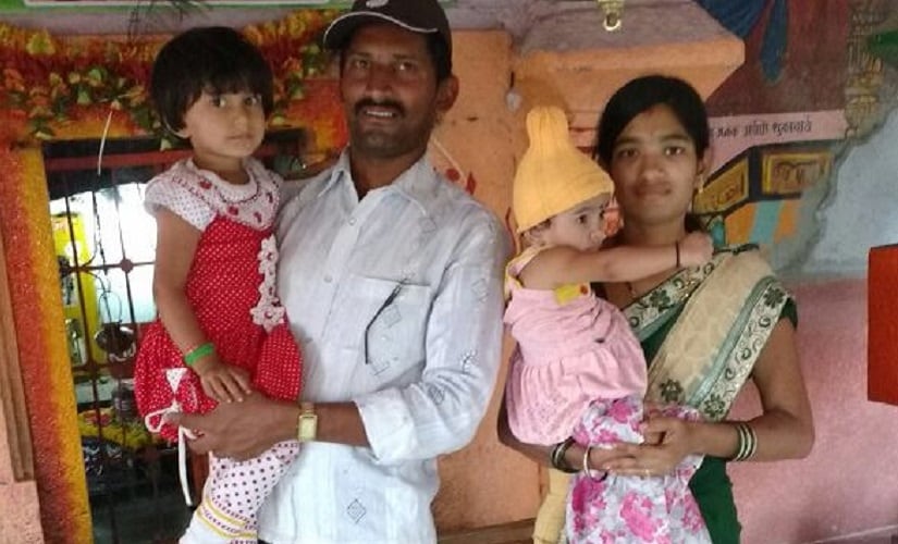 Swati Jamdade, the woman who died during an abortion, with her husband and two kids. Firstpost/Varsha Torgalkar