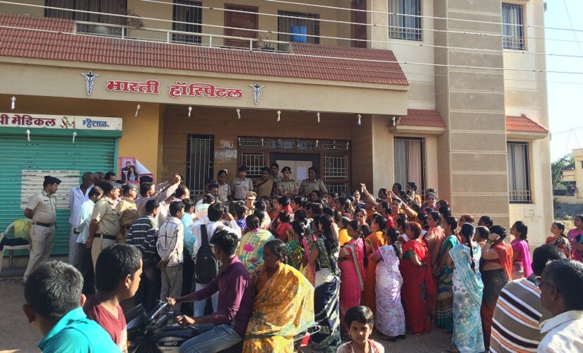 Villagers protesting against the illegally run hospital. Firstpost/Varsha Torgalkar