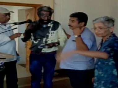 Karnataka writer Yogesh Master's face smeared with black oil for writing against Hindu gods Karnataka writer Yogesh Master's face smeared with black oil for writing against Hindu gods