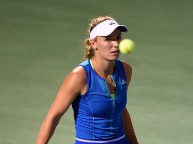 Caroline Wozniacki of Denmark looks on during a match. Getty