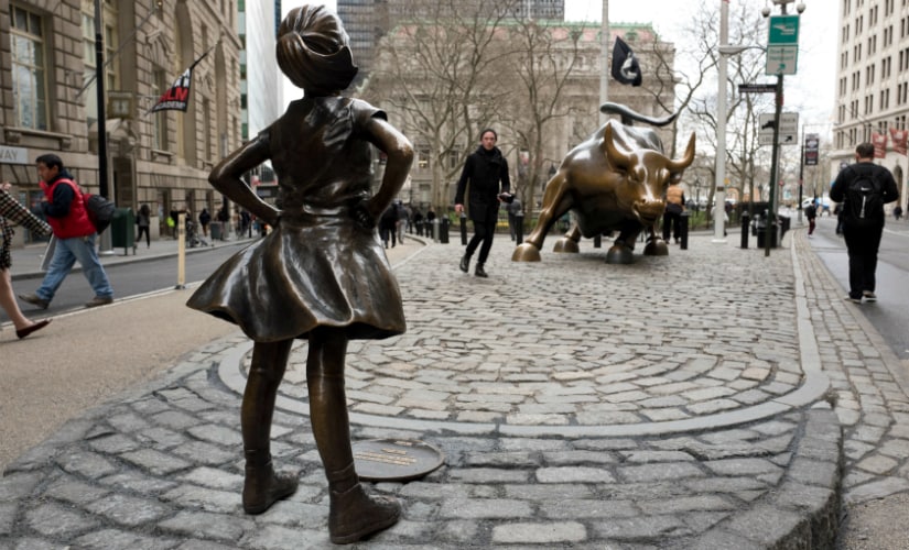 The statue is a symbol for how male dominated the corporate world is. AP