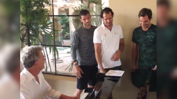 Watch: Roger Federer, Novak Djokovic and David Foster team up to form 'Backhand Boys'
