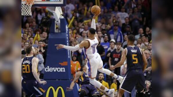 NBA roundup: Russell Westbrook brings up 30th triple double of season, Warriors fall to Wizards