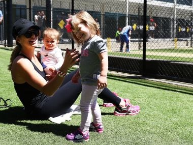 Candice Warner with Indi and Ivy. Getty Images