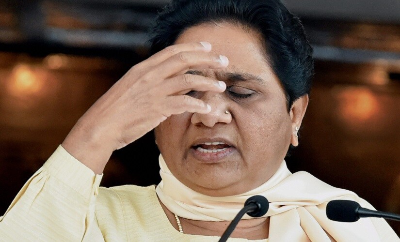 BSP Chief Mayawati addressing a press conference at her residence in Lucknow on Saturday. PTI