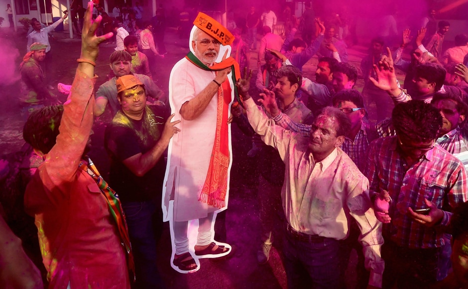 The victory in Uttar Pradesh and Uttarakhand heralded an early Holi for the Bharatiya Janata Party across India. PTI The victory in Uttar Pradesh and Uttarakhand heralded an early Holi for the Bharatiya Janata Party across India. PTI