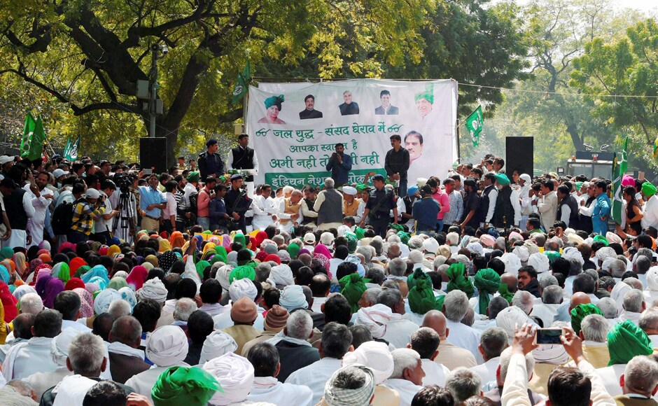 The protesters, who included women, were demanding the construction of Satluj-Yamuna (SYL) canal. PTI The protesters, who included women, were demanding the construction of Satluj-Yamuna (SYL) canal. PTI