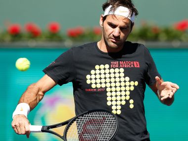 Roger Federer during a practice session at Indian Wells. Image courtesy: BNP Paribas Open website