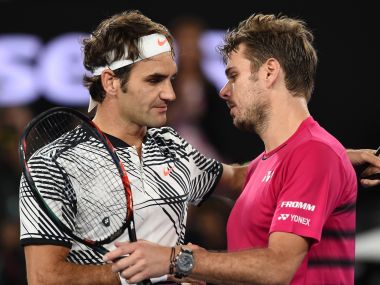 Switzerland's Roger Federer with compatriot Stan Wawrinka. AFP