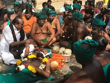 Farmers from Tamil Nadu protesting at Delhi's Jantar Mantar. Firstpost/TS Sudhir