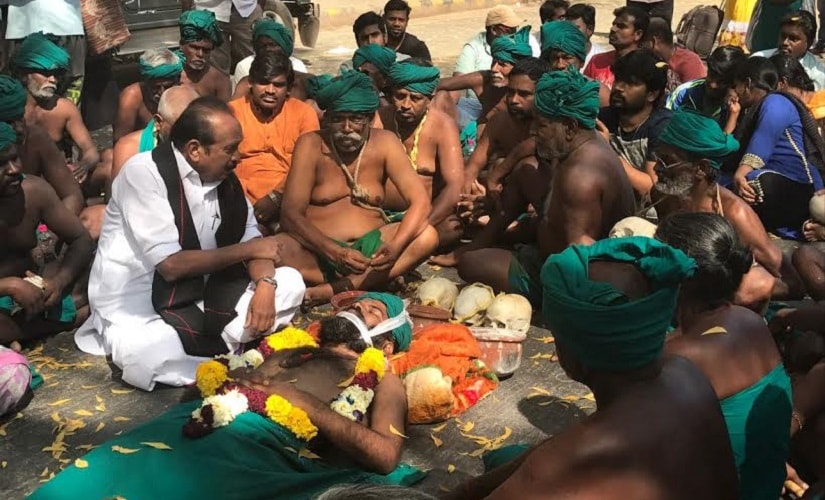 Farmers from Tamil Nadu protesting at Delhi's Jantar Mantar. Firstpost/TS Sudhir
