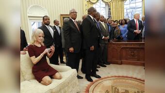 Kellyanne Conway, Donald Trump's aide, draws ire for kneeling on White House sofa