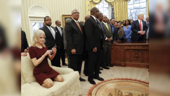 Kellyanne Conway, Donald Trump's aide, draws ire for kneeling on White House sofa