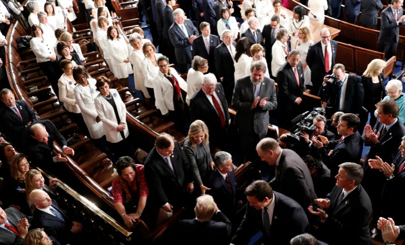 Democrat women in white to make a political statement. AP