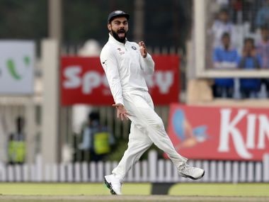 India's captain Virat Kohli celebrates the dismissal of David Warner during the Ranchi Test. AP