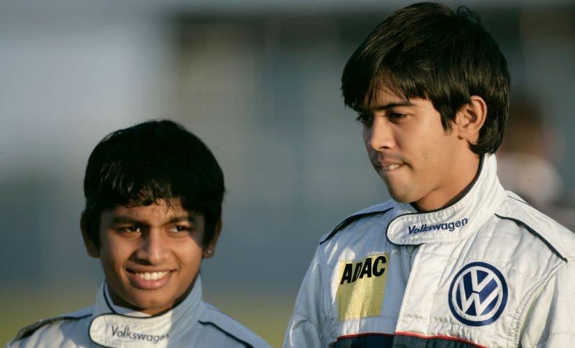Ashwin Sundar (L) with Aditya Patel during the ADAC VW Polo Cup 04 in 2009