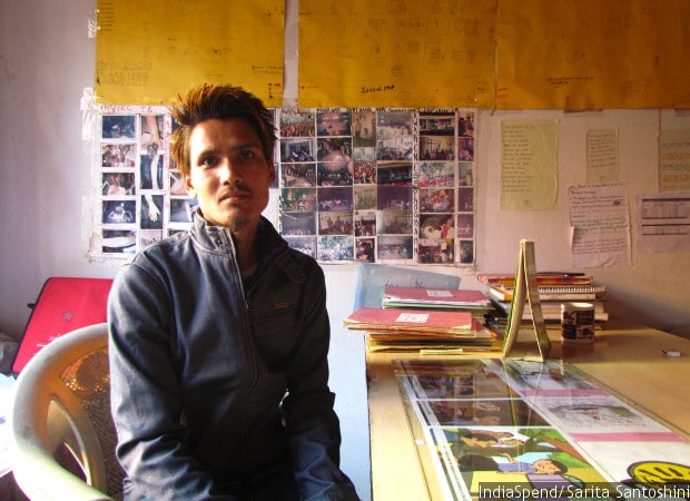 Bishal Sherpa, a former drug user and outreach worker in Jorethang-based NGO Hope Foundation, at their office. Sherpa lost his younger brother, Vicky, also a drug user, to suicide in 2015. Sarita Santoshini/Indiaspend