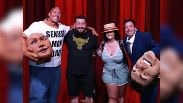 Watch: Dwayne Johnson, Jimmy Fallon photobomb a fan and move him to tears