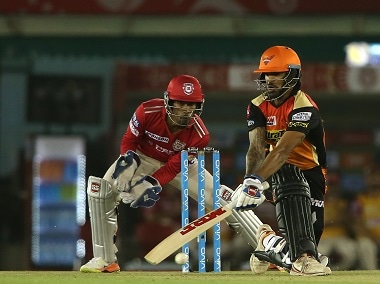 Sunrisers Hyderabad's Shikhar Dhawan paddles a delivery on Friday. Sportzpics/IPL