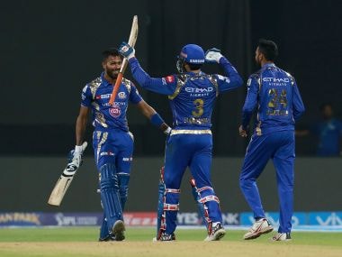 Hardik Pandya of Mumbai Indians celebrates after win over the Kolkata Knight Riders. Sportzpics