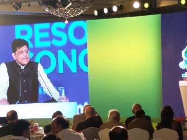 Piyush Goyal addressing the GNRC on Thursday. Firstpost/Debobrat Ghose