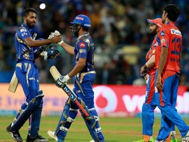 Mumbai Indians captain Rohit Sharma celebrates after defeating Gujarat Lions. Sportzpics