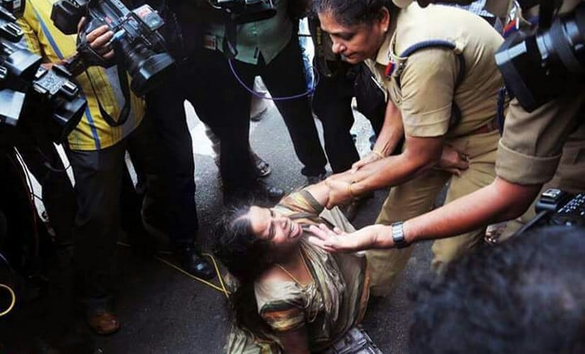 Jishnu Prannoy's mother was manhandled and dragged on the street by Kerala Police on WEdnesday. Firstpost/Naveen Nair