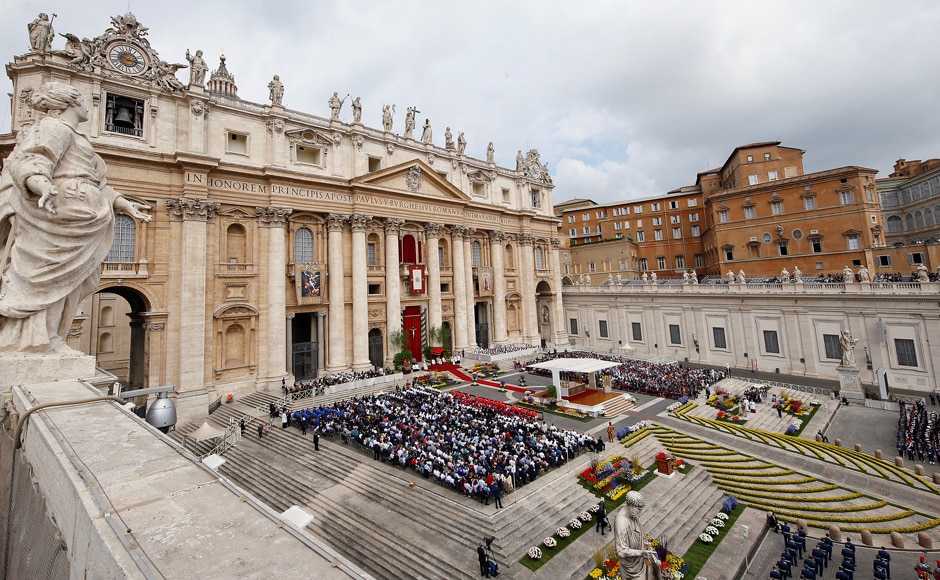 Pope Francis presided over the solemn late-night ceremony in St. Peter's Basilica at a time of heightened security fears following a spate of Islamic-inspired attacks and tensions over Europe's migrant influx. Reuters Pope Francis presided over the solemn late-night ceremony in St. Peter's Basilica at a time of heightened security fears following a spate of Islamic-inspired attacks and tensions over Europe's migrant influx. Reuters