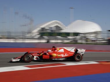 Ferrari driver Sebastian Vettel of steers his car during the second free practice session. AP