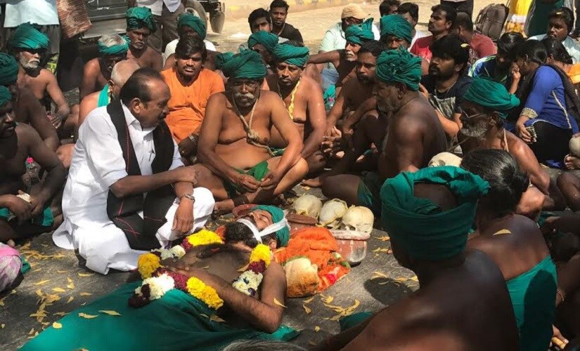 Farmers from Tamil Nadu protesting at Delhi's Jantar Mantar. Firstpost/TS Sudhir