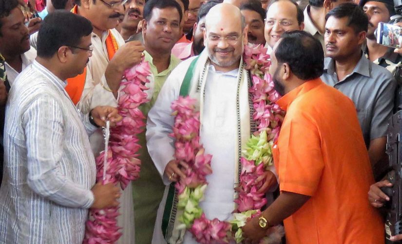 BJP chief Amit Shah in Bhubaneshwar on Friday. PTI