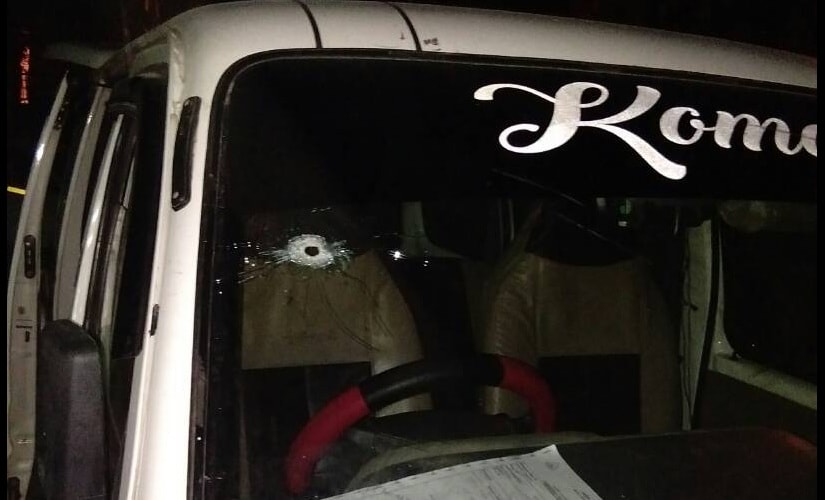 The bullet hole in the windshield of Alam's vehicle. Firstpost/Debobrat Ghose