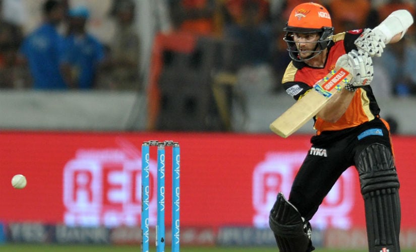 Sunrisers Hyderabad batsman Kane Williamson plays a shot during the 2017 Indian Premier League (IPL) match against Delhi Daredevils in Hyderabad on 19 April, 2017. AFP