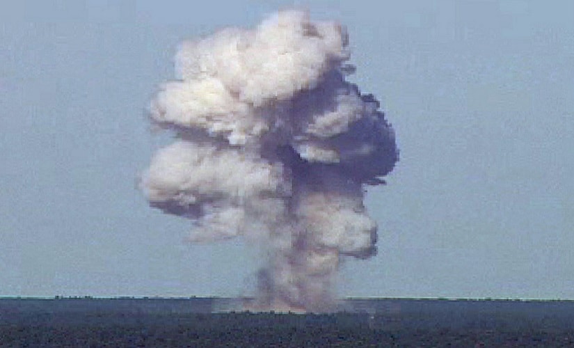 The GBU-43/B, also known as the Massive Ordnance Air Blast, detonates during a test at Elgin Air Force Base, Florida. It was used in Afghanistan on Thursday. Reuters