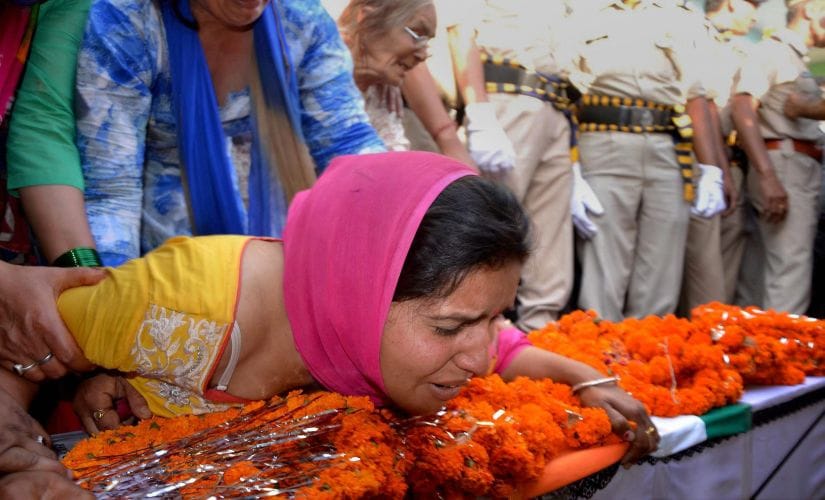 Wife of a CRPF personnel who died in Sukma on Tuesday. PTI