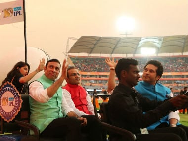 Sachin Tendulkar, VV Laxman and Virender Sehwag during the IPL 2017 opening ceremony. Sportzpics