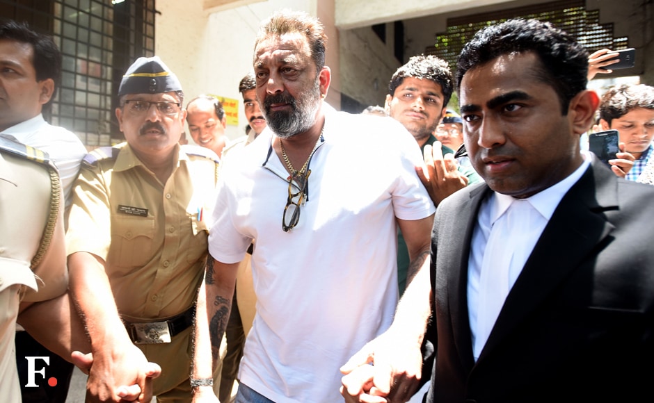 Sanjay Dutt appeared briefly before the Andheri Court Magistrate CV Patil along with a team of lawyers to file his application about the reasons why he failed to attend the hearing previously. Sachin Gokhale/Firstpost Sanjay Dutt appeared briefly before the Andheri Court Magistrate CV Patil along with a team of lawyers to file his application about the reasons why he failed to attend the hearing previously. Sachin Gokhale/Firstpost