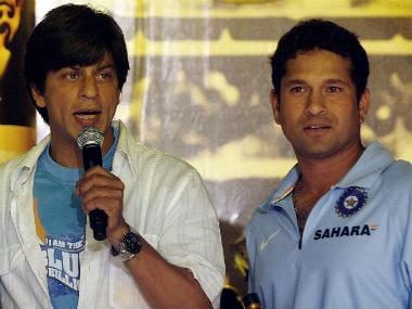 File photo of Shah Rukh Khan (L) and Sachin Tendulkar. AFP