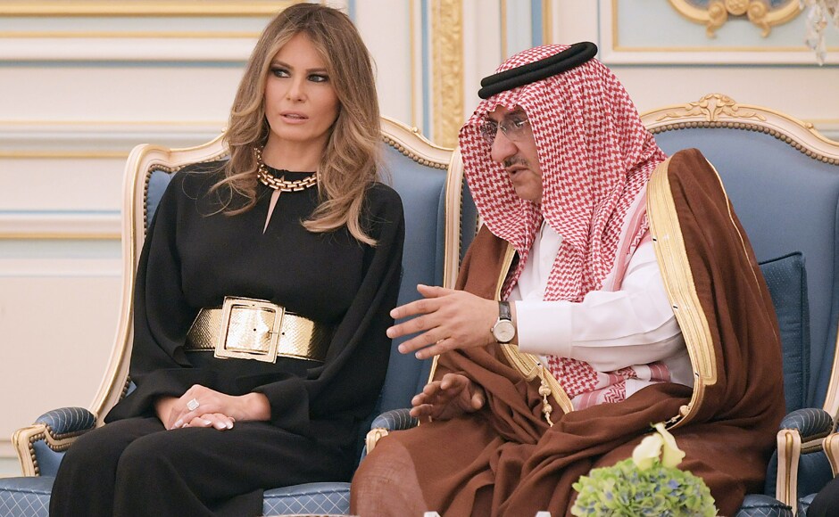 UTrump in 2015 criticised then-first lady Michelle Obama for not wearing a headscarf during a visit to Saudi Arabia, saying on Twitter that her hosts had been UTrump in 2015 criticised then-first lady Michelle Obama for not wearing a headscarf during a visit to Saudi Arabia, saying on Twitter that her hosts had been