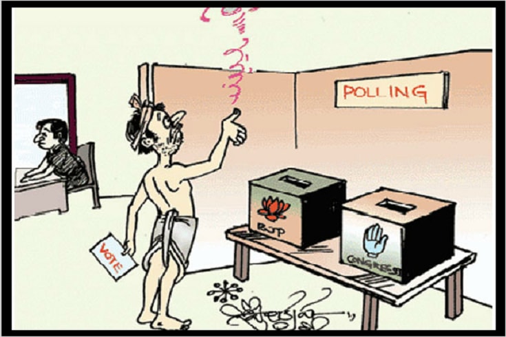 A cartoon published in Triambak Sharma's Cartoon Watch