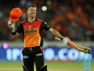 David Warner captain of Sunrisers Hyderabad celebrates his century against Kolkata. Sportzpics