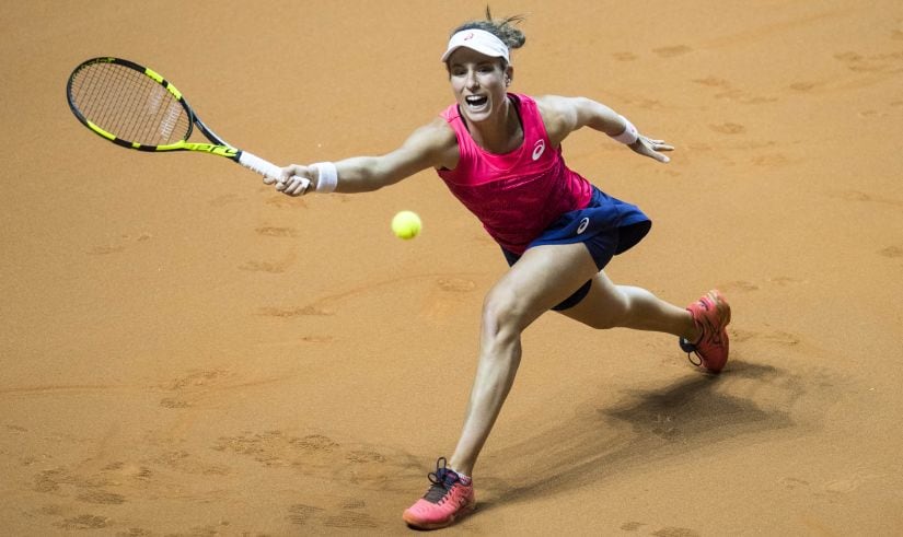 Great Britain's Johanna Konta lost 6-3, 5-7, 4-6 to Laura Siegemund on a marathon first day at the Madrid Open. AFP