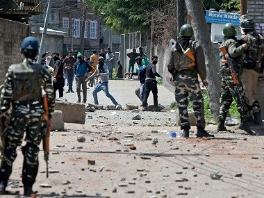 A file photo of protesters in Kashmir. PTI