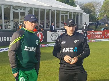 New Zealand captain Tom Latham and Ireland skipper William Porterfield. Image courtesy: Twitter/ @Irelandcricket