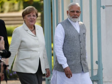 German Chancellor Angela Merkel (left) with Prime Minister Narendra Modi. Reuters