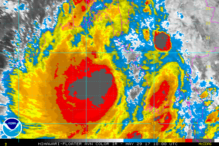 This satellite image shows Cyclonic Storm Mora moving towards Bangladesh in the Bay of Bengal. Image Courtesy: National Oceanic and Atmospheric Administration (NOAA)